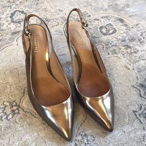 Dark gold sling backs
